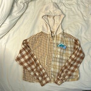 Plaid button up hoodie